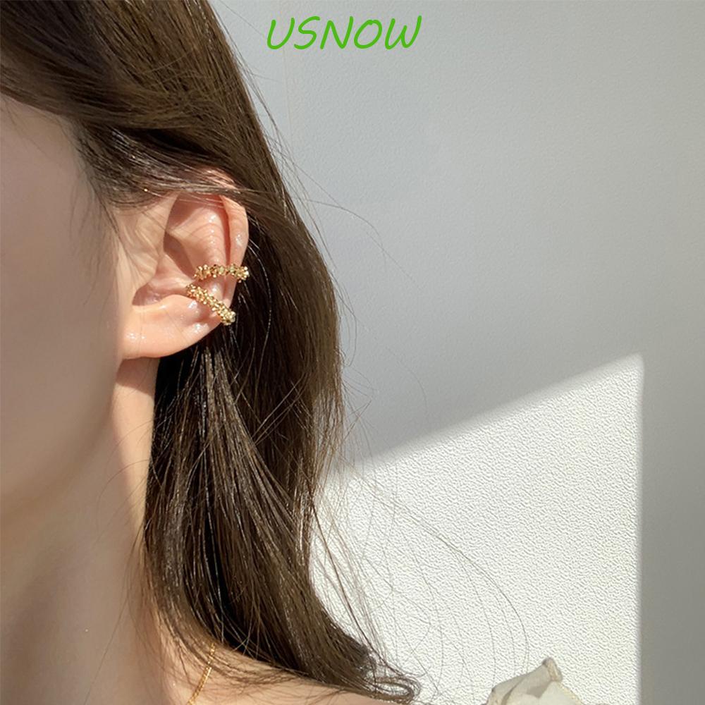 USNOW Khuyên Kẹp Vành Tai Kim Loại Thời Trang Vintage Hàn Quốc Cho Nữ