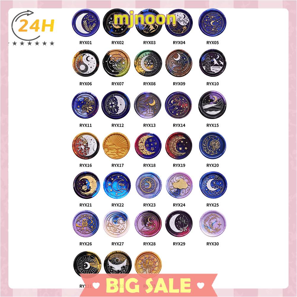 Con Dấu Sáp Tròn In Hình Mặt Trời Mặt Trăng Ngôi Sao Trang Trí Đám Cưới