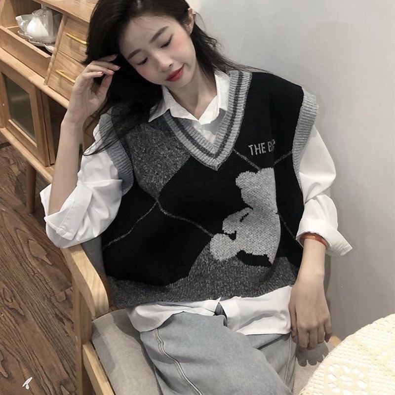 Áo Khoác Len Không Tay Thiết Kế Mới Thời Trang Theo Phong Cách Retro Cho Nữ