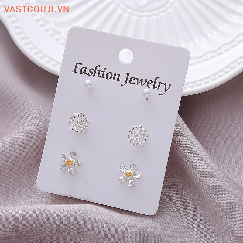 Khuyên Tai Hình Học Đính Ngọc Trai Và Pha Lê Thời Trang Hàn Quốc Hiện Đại Cho Nữ