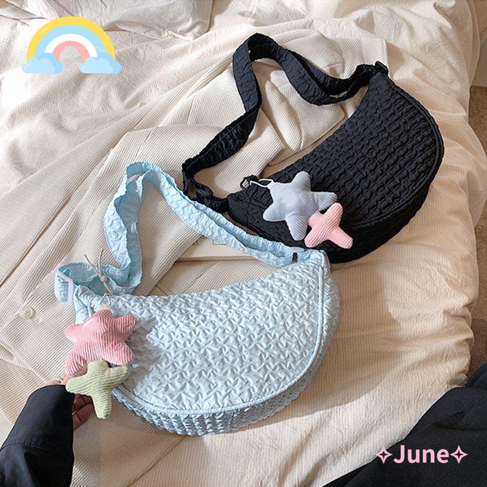 JUNE Túi Đeo Vai / Kẹp Nách Mềm Màu Trơn Thời Trang Cho Nữ