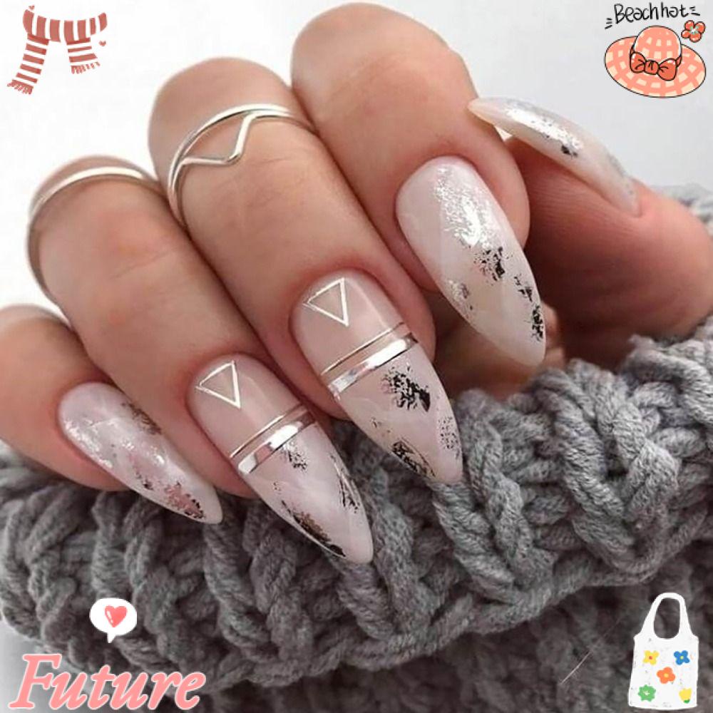 FUTURE Bộ Móng Tay Giả Dài Mũi Nhọn Có Thể Tháo Rời Thời Trang Cho Nữ