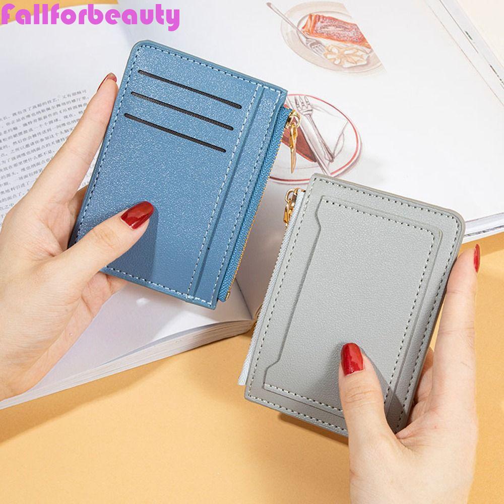 FALLFORBEAUTY Ví Ngắn Đựng Thẻ ID / Tiền Xu Phong Cách Hàn Quốc Thời Trang Tinh Tế Cho Nam Và Nữ