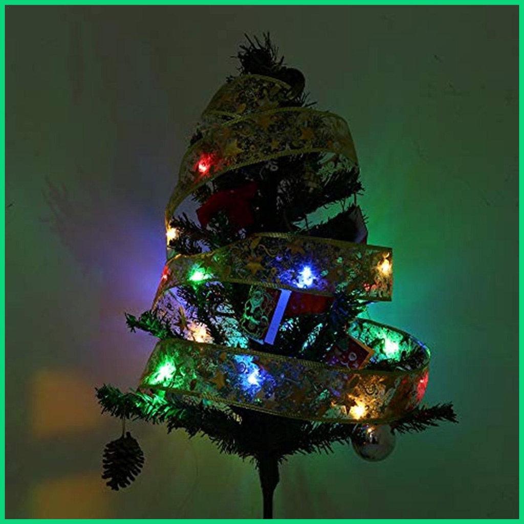 Dây Ruy Băng Thắt Nơ Có Đèn LED Phát Sáng Trang Trí Cây Thông Noel