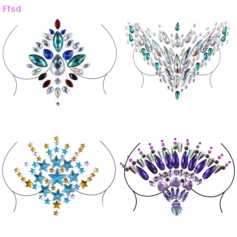 Miếng Dán Ngực Pha Lê 3D Lấp Lánh Gợi Cảm Cho Nữ