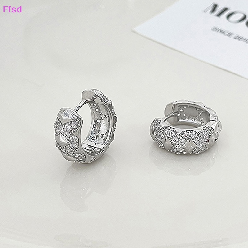 1 Đôi Bông Tai Vòng Tròn Đính Đá Zircon Lấp Lánh Đơn Giản Thời Trang Cho Nữ