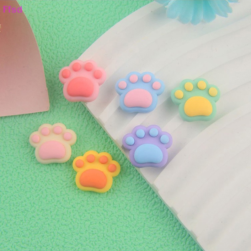 {Ffsd} Set 10 Phụ Kiện Trang Trí Điện Thoại / Sổ Tay Hình Dấu Chân Gấu Nhiều Màu Sắc DIY