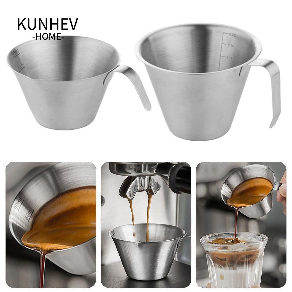 KUNHEV Cốc Đong Cà Phê Espresso Bằng Thép Không Gỉ Có Tay Cầm Tiện Dụng