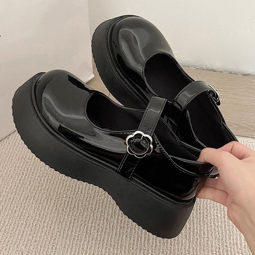 Giày Da Đế Dày Phong Cách retro Pháp Cho Nữ