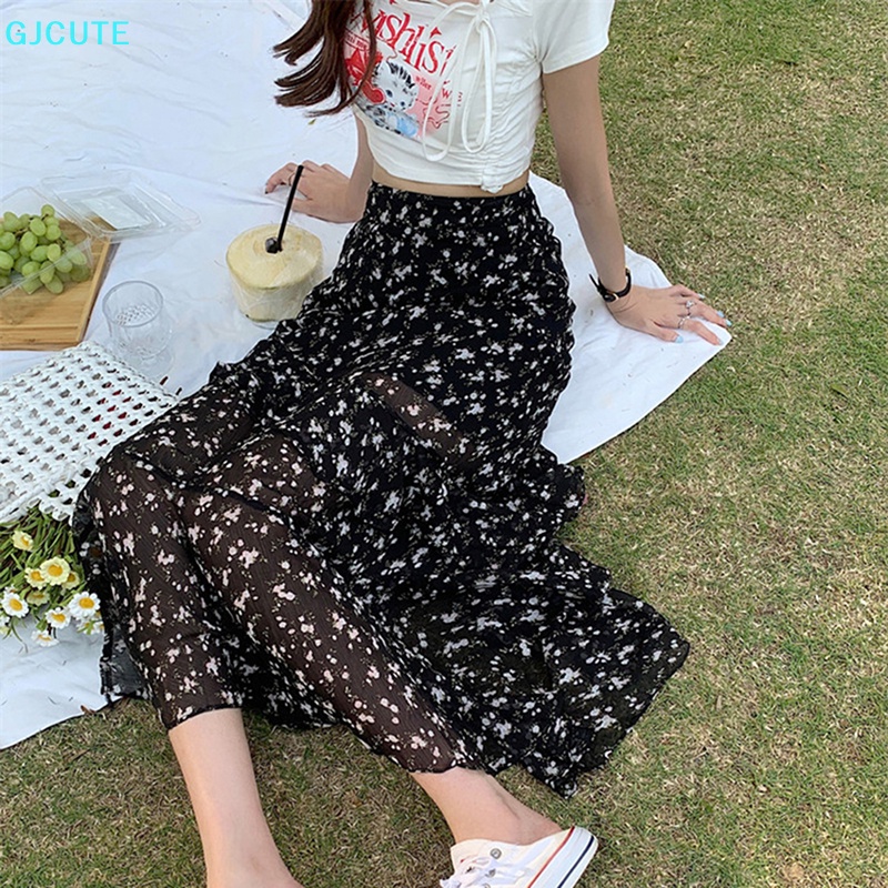 Chân Váy Chữ A Lưng Cao Xẻ Tà In Họa Tiết Hoa Thời Trang Mùa Hè | BigBuy360 - bigbuy360.vn