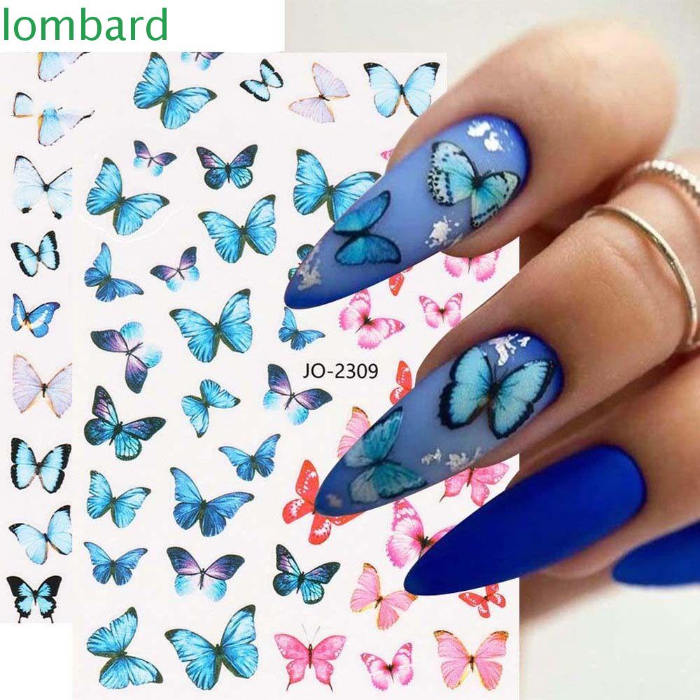 LOMBARD Miếng Dán Trang Trí Móng Tay Hình Bướm Thời Trang Phong Cách Nhật Bản Dành Cho Nữ