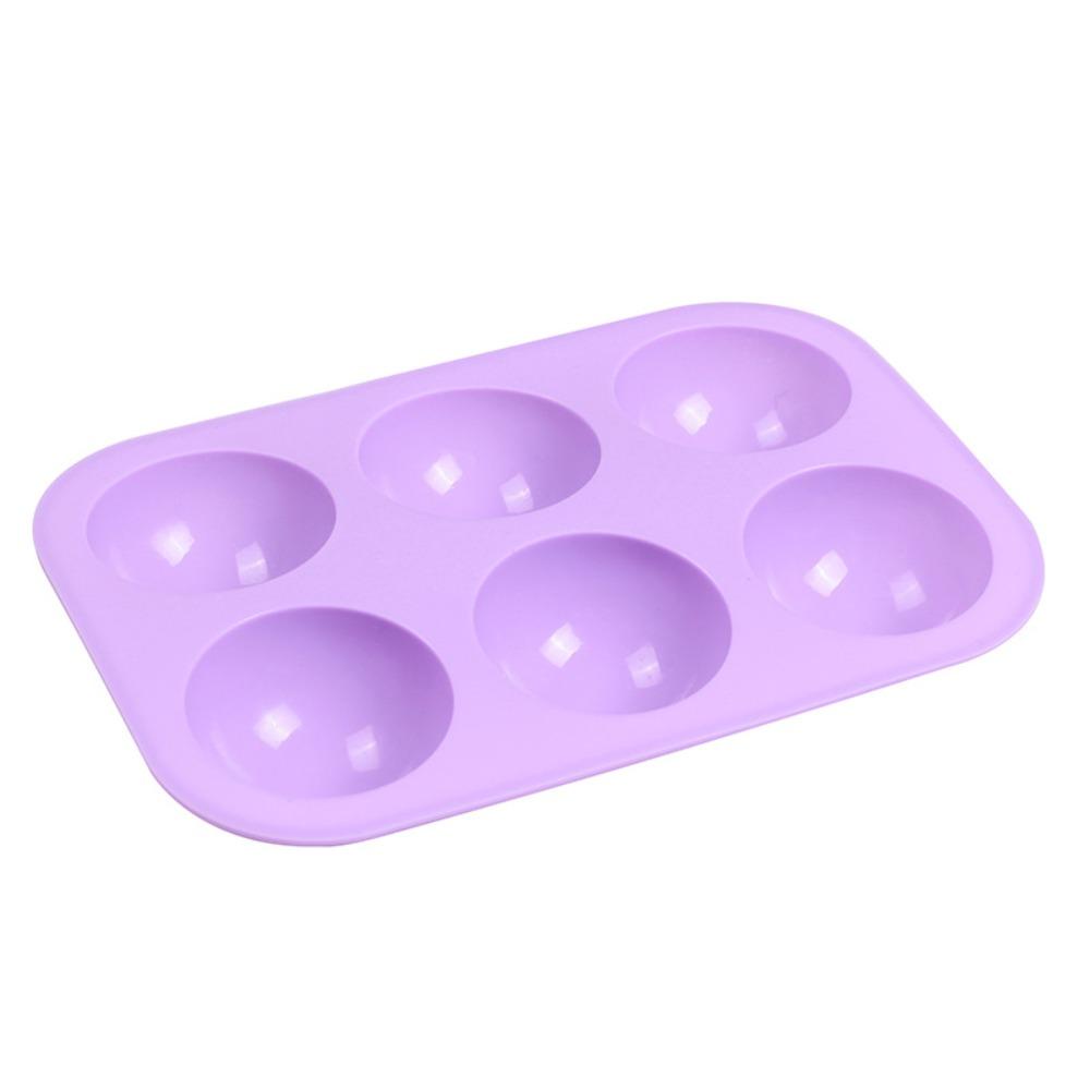 WONDER Khuôn Silicone Làm Bánh 6 Ngăn Hình Cầu Màu Tím Đơn Giản