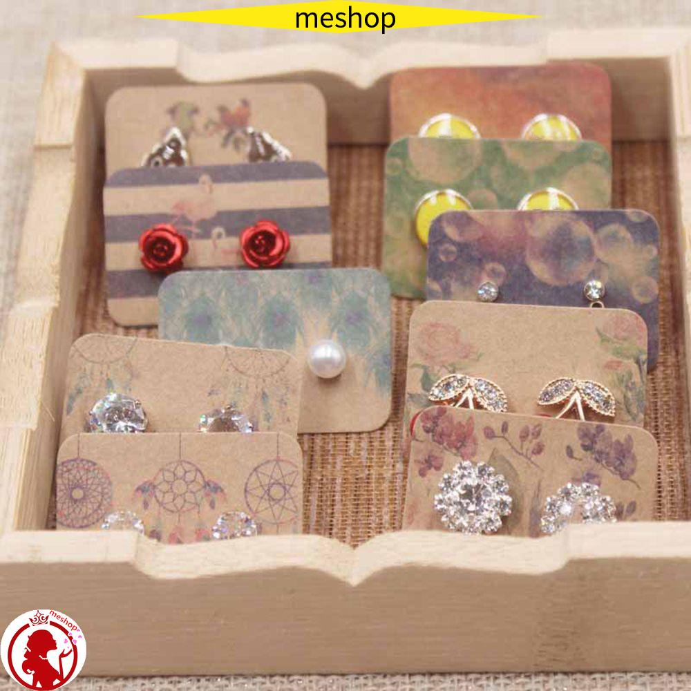 ME Set 100 Thẻ Giấy Kraft Gói Quà Họa Tiết Hoa Xinh Xắn