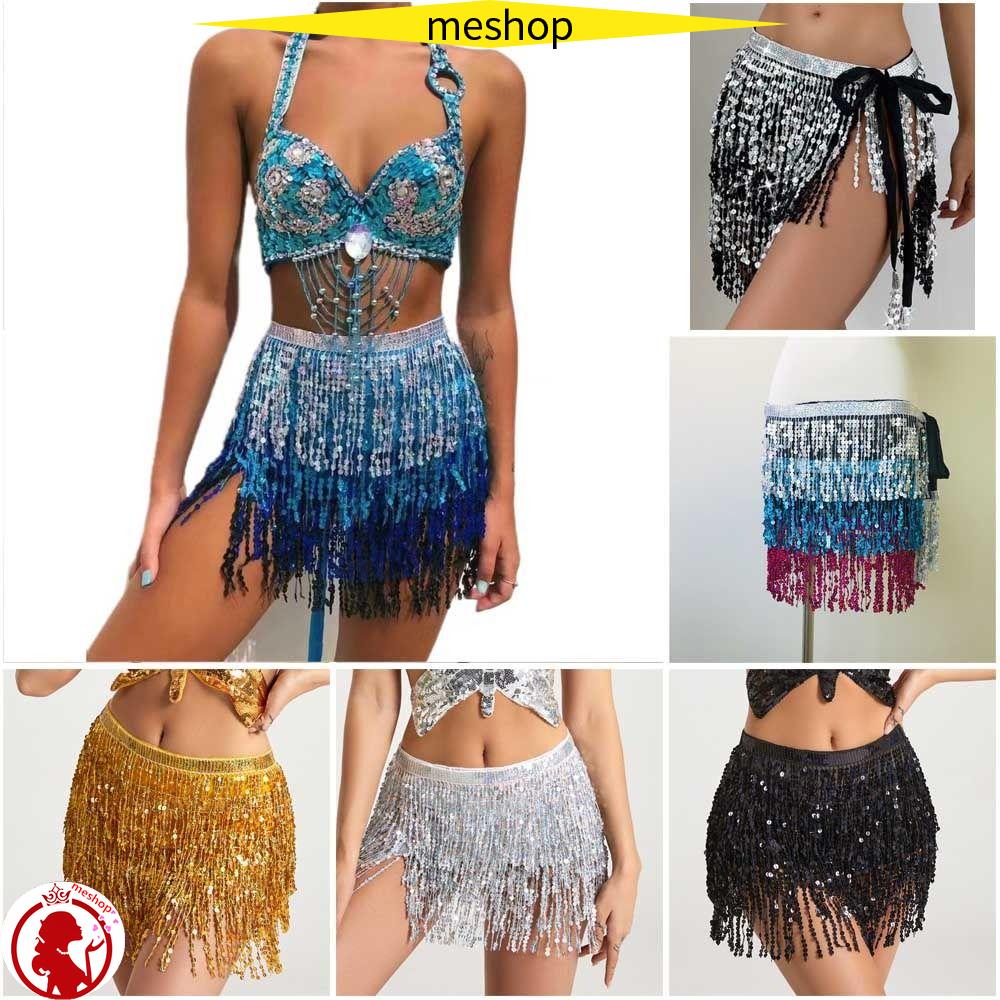 ME Chân Váy Tua Rua Tua Rua Đính Kim Sa Lấp Lánh Dùng Múa Bụng Cho Nữ