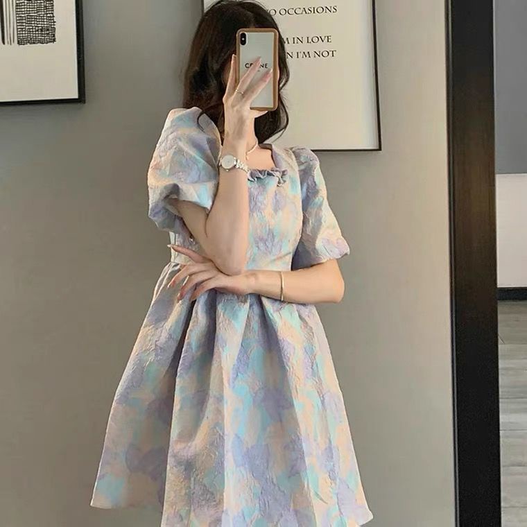 Đầm Tay Phồng In Họa Tiết Thời Trang Mùa Hè Mới Cho Nữ