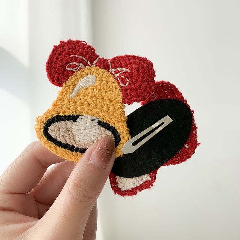 Kẹp Tóc Đan Len Hình Tất Giáng Sinh / Ông Già Noel / Người Tuyết / Chuông Giáng Sinh / Năm Mới Cho Bé Gái