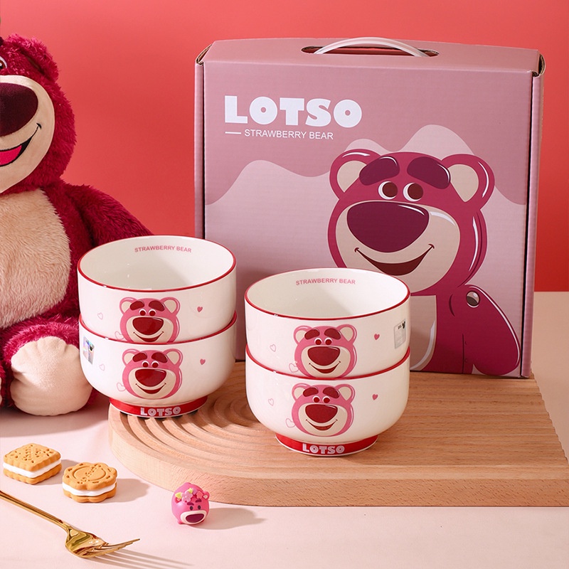 Hàng Mới Về Bộ 4 Bát Gốm Ăn Cơm / Súp / Dâu Tây / Gấu POOH / Chuột MICKEY Dễ Thương Graby2023 Làm Quà Tặng Cho Bé