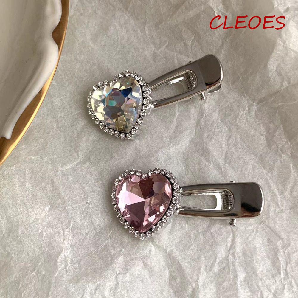 CLEOES Kẹp Tóc Hình Nơ Đính Đá Trái Tim Thời Trang Cho Nữ