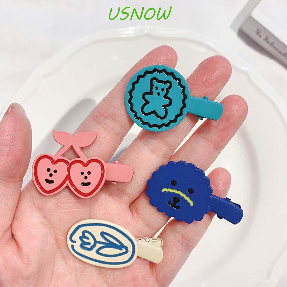 USNOW Kẹp Tóc Kim Loại Họa Tiết Hoạt Hình Phong Cách Hàn Quốc Cho Nữ