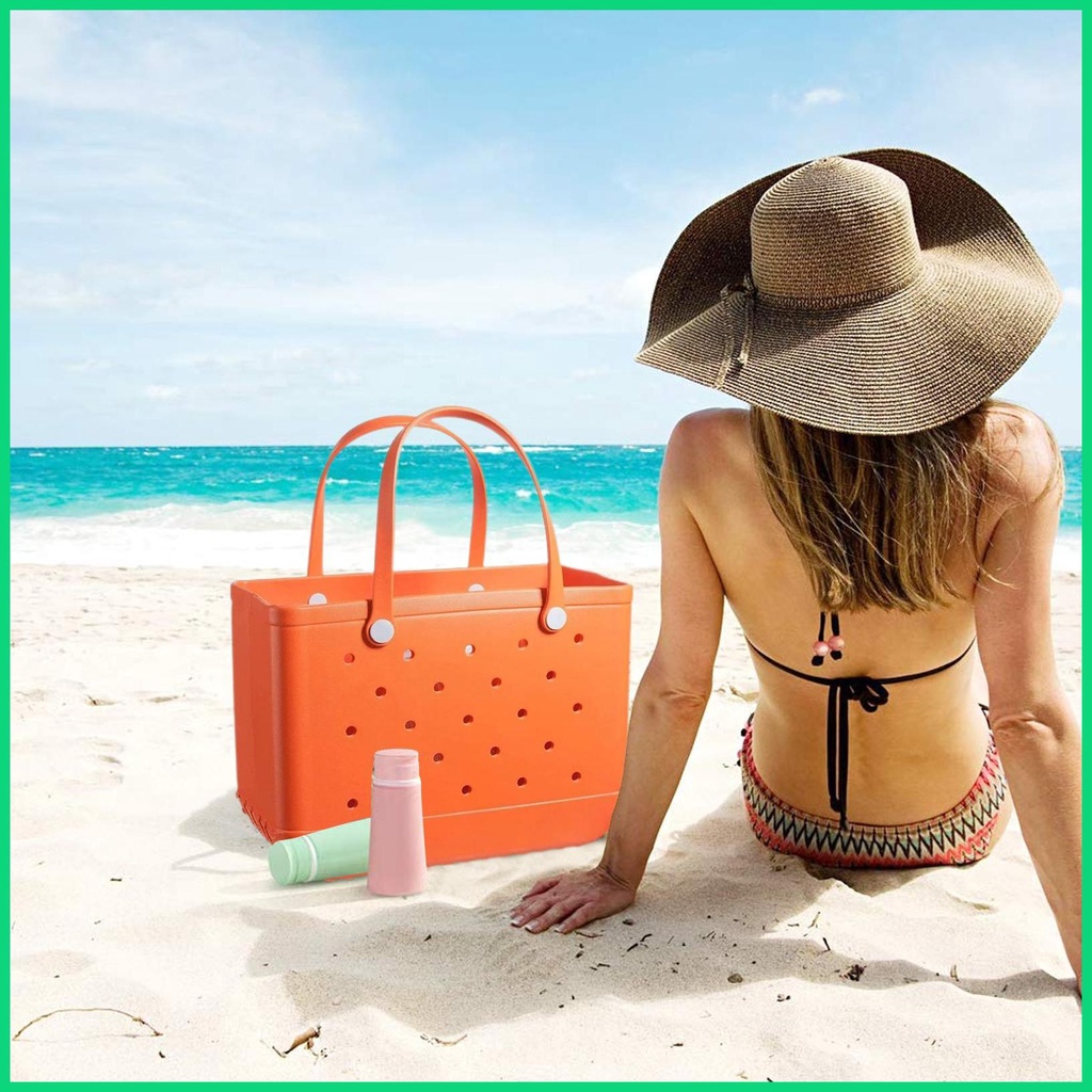 Túi Tote Cao Su Đi Biển / Tập Gym / Bơi Lội Cỡ Lớn Chống Thấm Nước Có Lỗ Thời Trang Cho Nữ