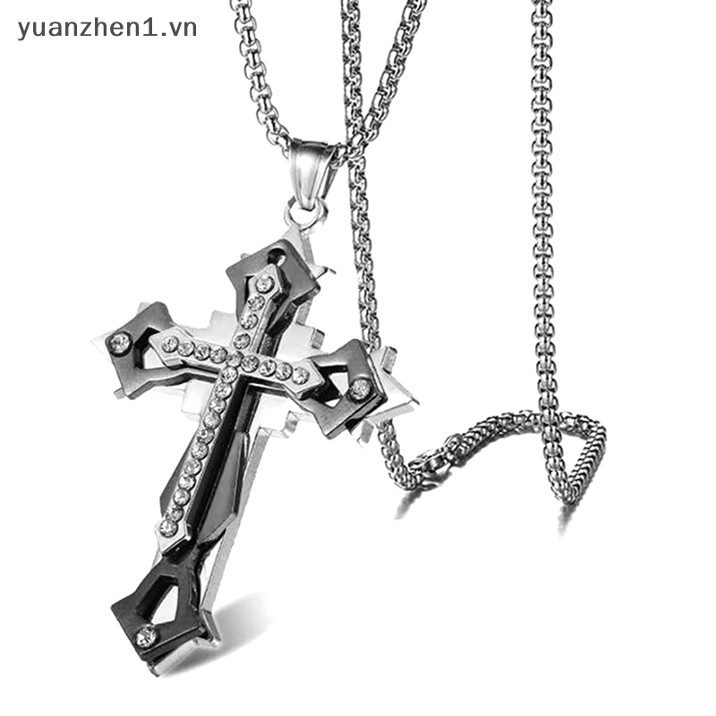 Vòng cổ Hợp Kim Mặt Thánh Giá Đính Đá Phong Cách Hip Hop Thời Trang Cho Nam Và Nữ