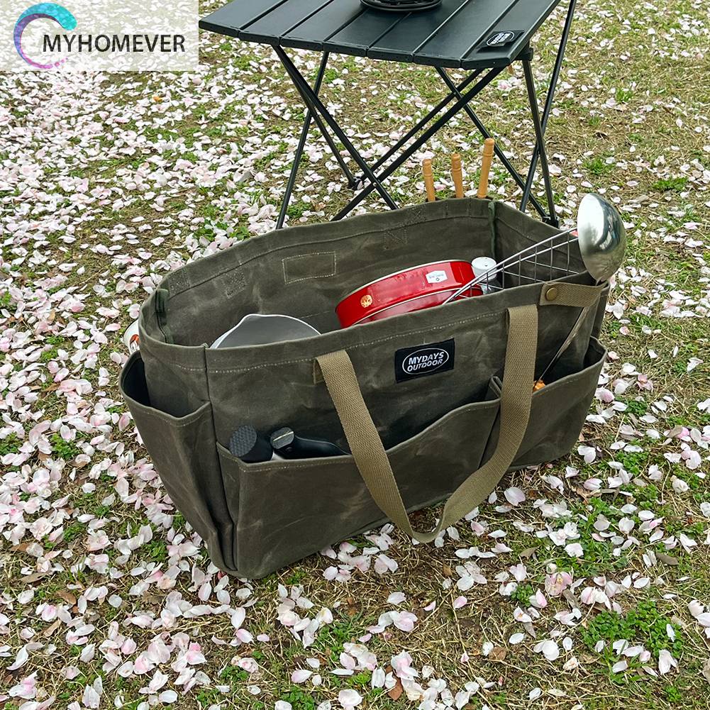 Hộp Đựng Đồ Cắm Trại Nhiều Ngăn Bằng Vải Canvas Chống Nước Có Thể Gấp Gọn