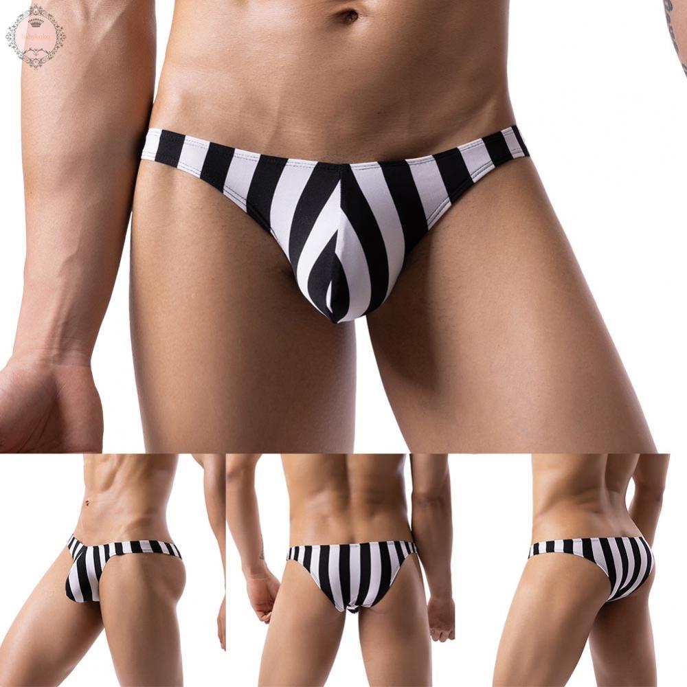 Men Bikini Elastic Bulge Pouch Low Rise G-String Briefs Swimwear Thong Underwear
