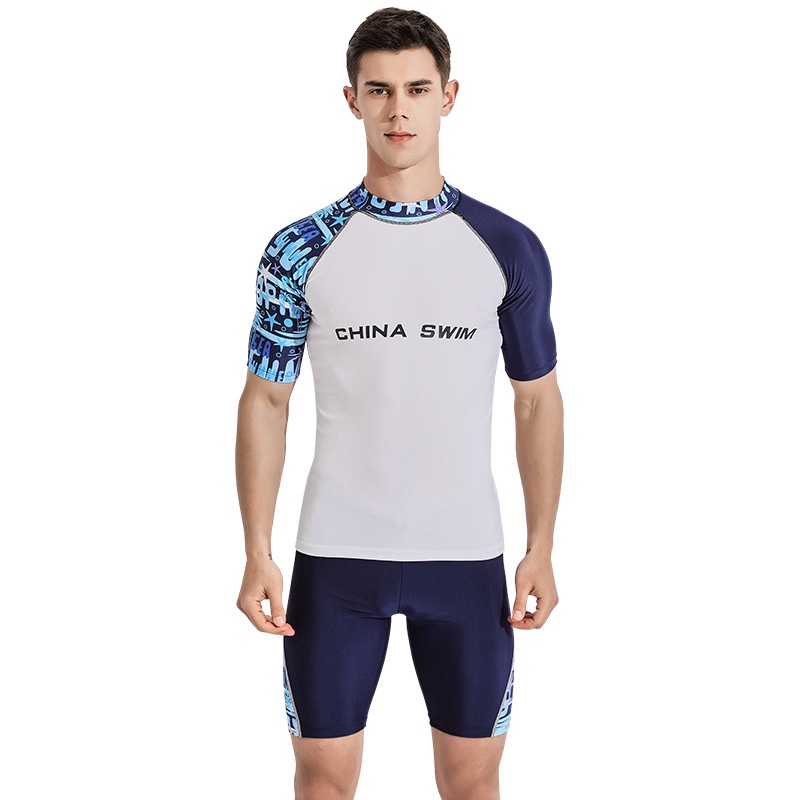 Deukio Bộ Đồ Bơi Nam Ngắn Tay Cổ Tròn Thời Trang