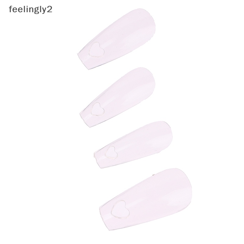 Bộ 120 Móng Tay Giả Họa Tiết Trái Tim Rỗng Bằng Nhựa Acrylic Che Phủ Toàn Diện