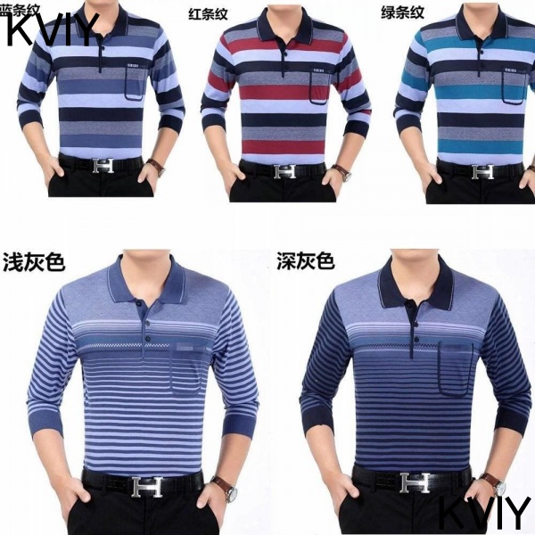 Áo Thun polo Dệt Kim Tay Dài Thời Trang Mùa Hè Cho Người Lớn Tuổi Trung Niên