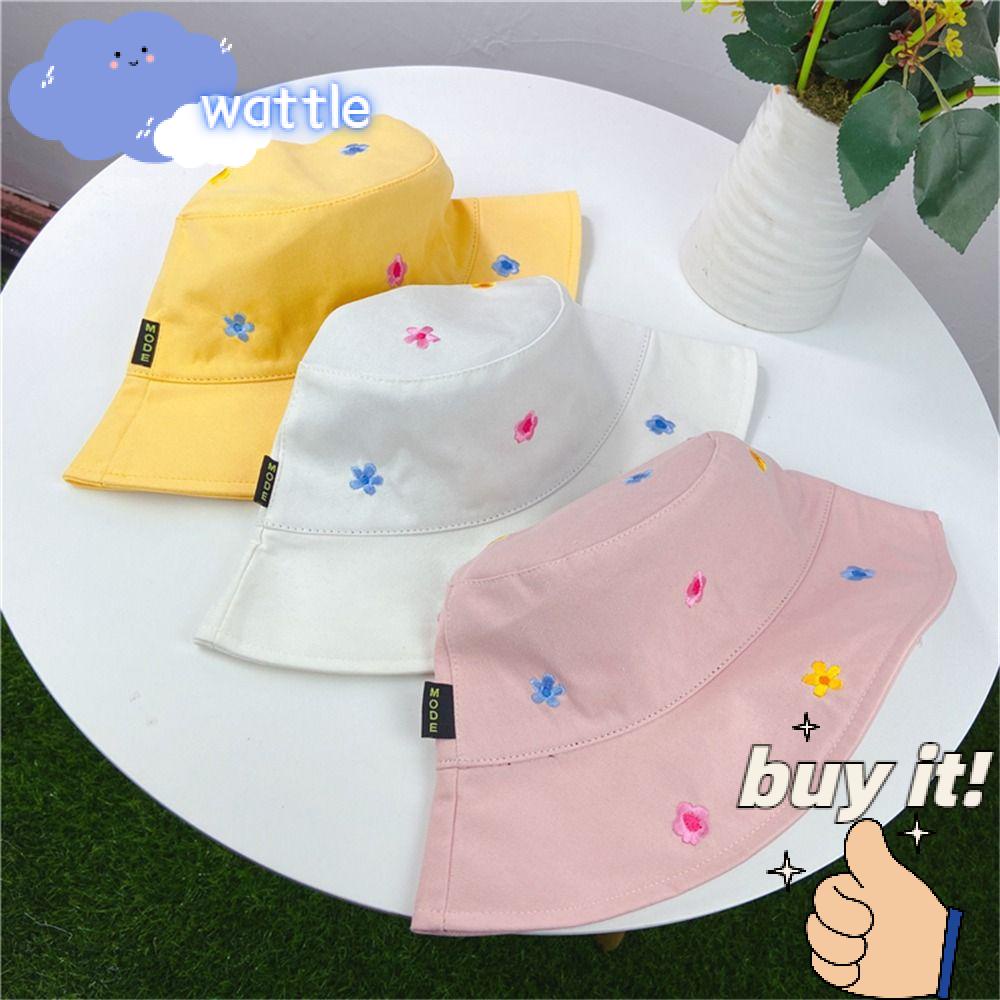 WATTLE Mũ Bucket Chống Nắng Thêu Hoa Thời Trang Cho Nam Nữ