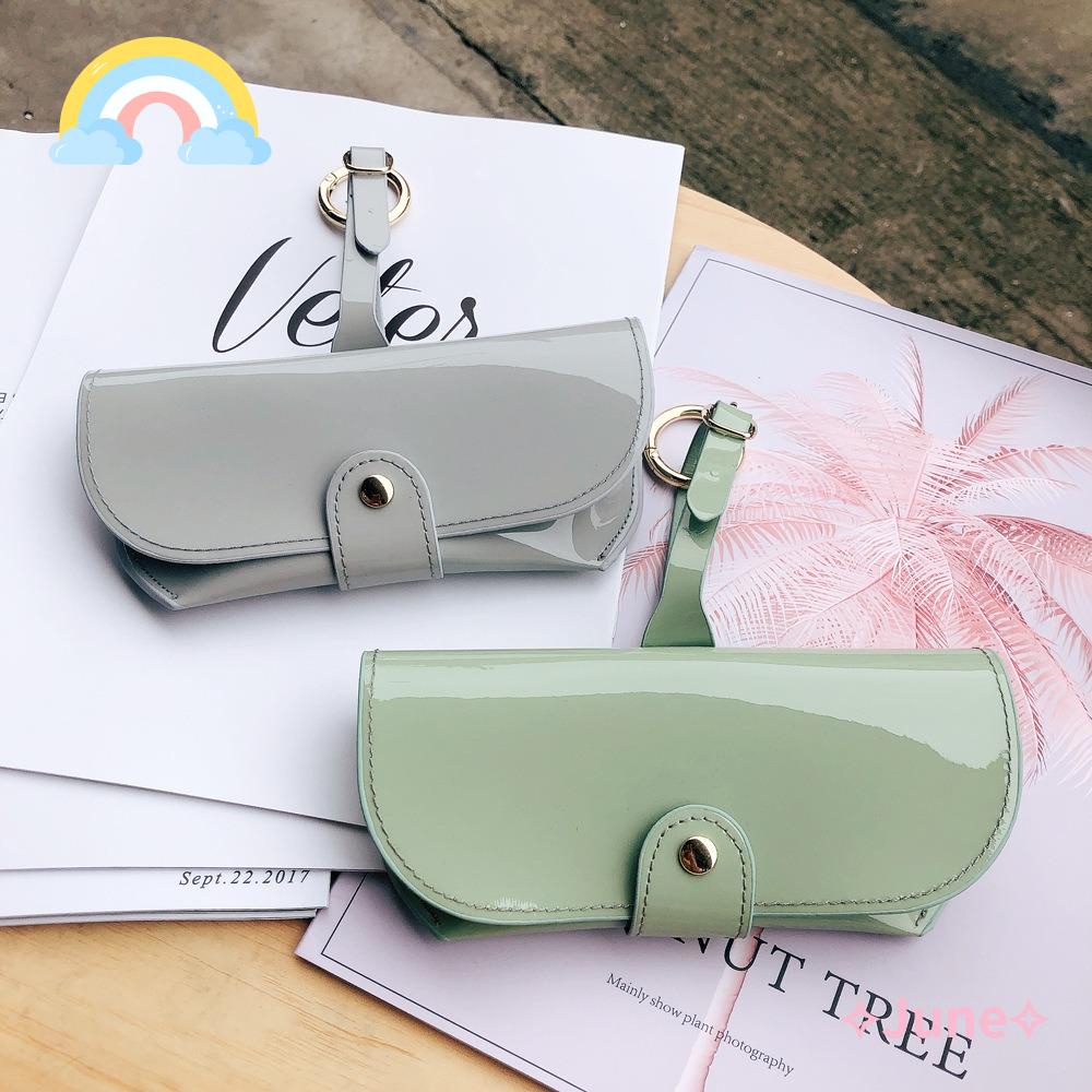 JUNE Túi Đựng Mắt Kính Bằng Da PU Màu Trơn Thời Trang Cho Nữ