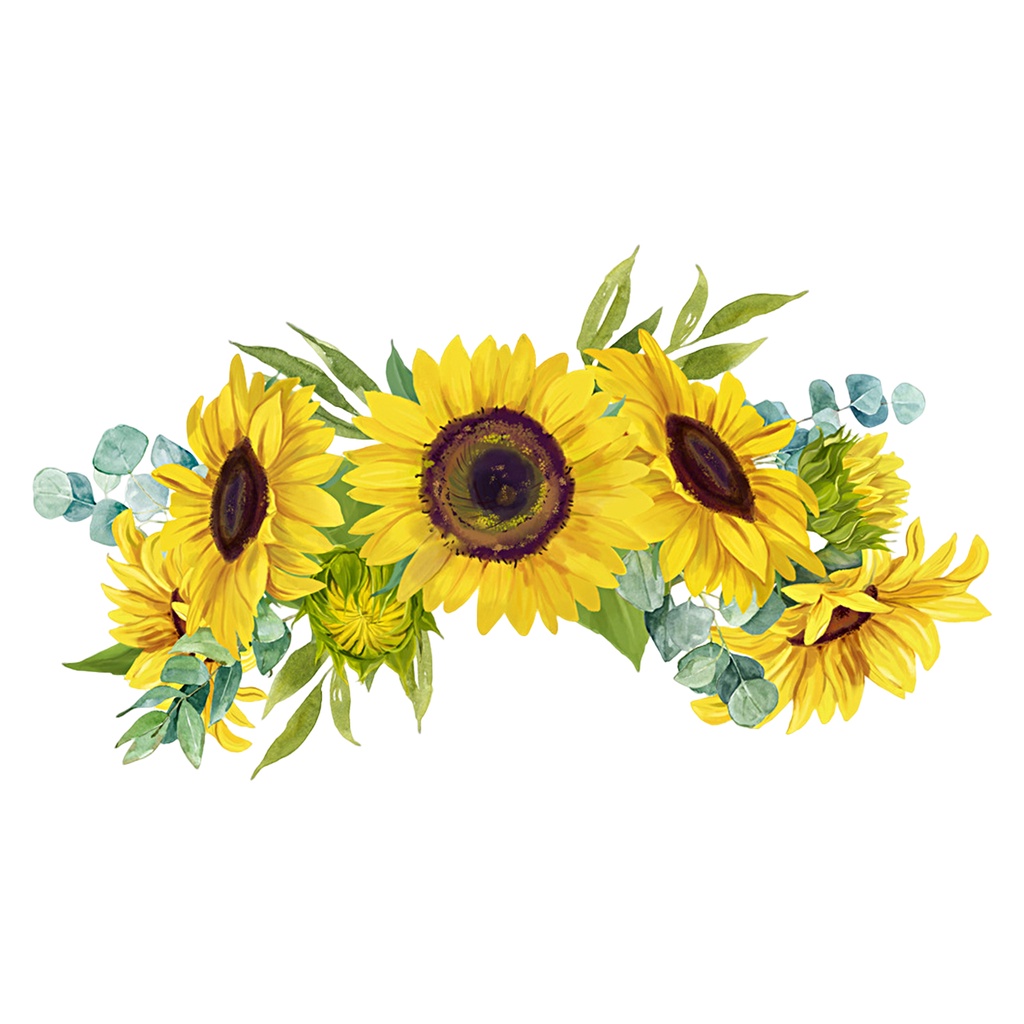 Bộ 2 Miếng Dán Tường Bằng PVC Chống Thấm Nước Hình Hoa Hướng Dương Độc Đáo