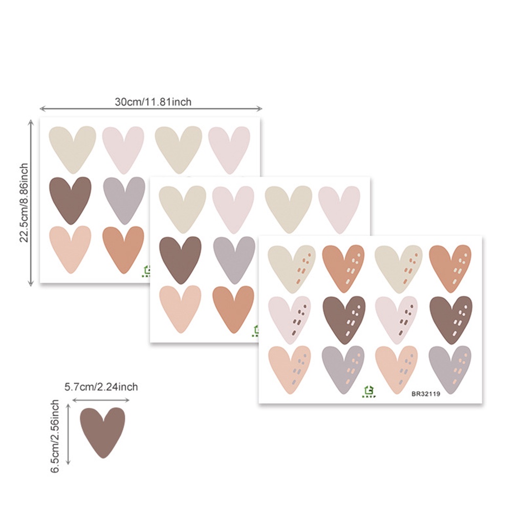 Miếng Dán Tường Bằng PVC Tự Dính Hình Trái Tim Phong Cách Bohemian