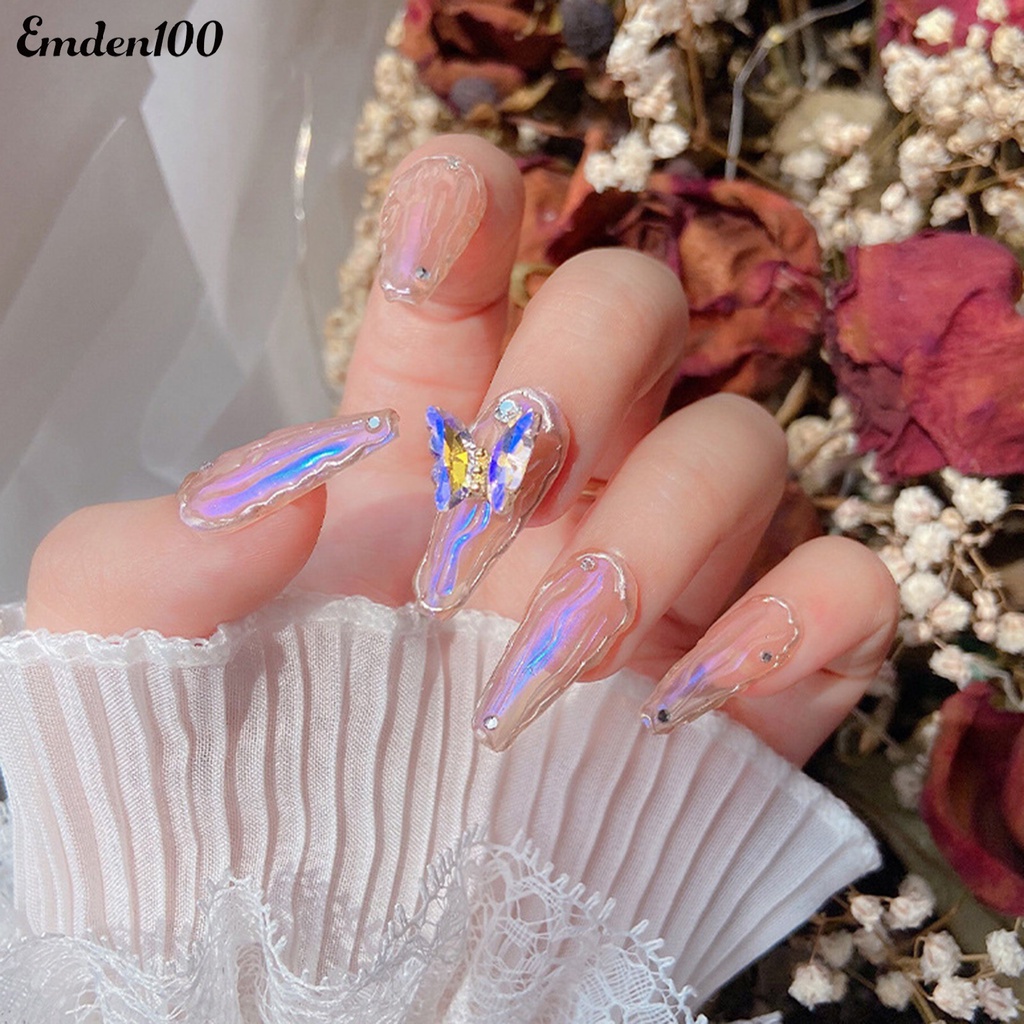 Bộ 10 Phụ Kiện Trang Trí Móng Tay Hình Bướm 3D Sang Trọng