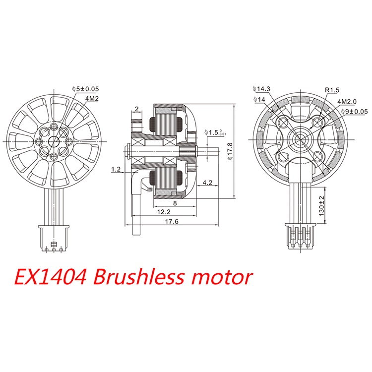 Động Cơ Không Chổi Than Happymodel EX1404 1404 KV4800 KV2750 KV3500 3-4S 1.5mm Cho Máy Bay Điều Khiển 3inch