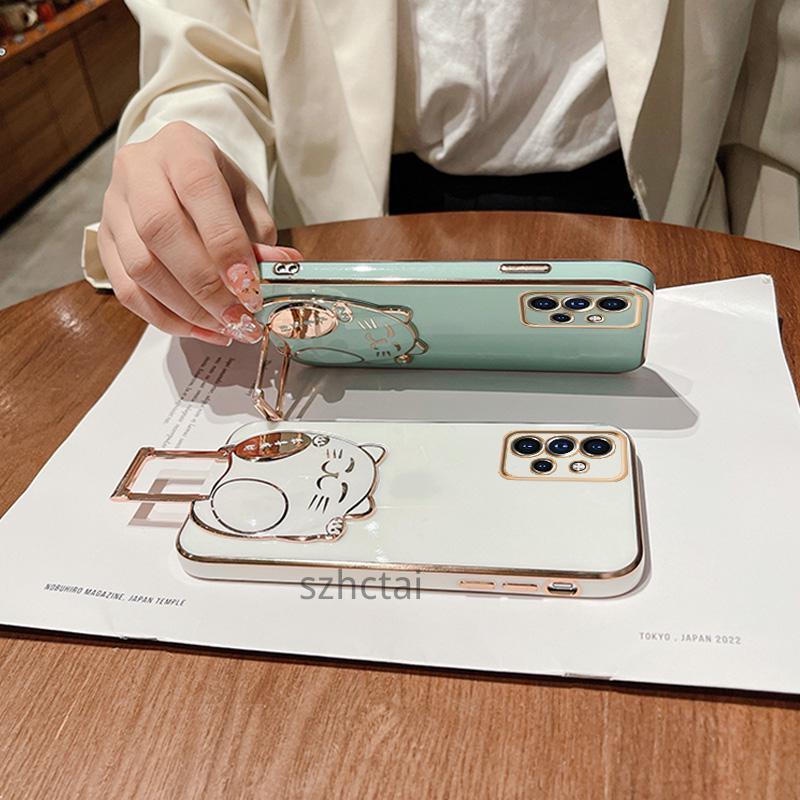 Ốp lưng Realme 5 5i 6i 5 pro c3 Ốp Điện Thoại Silicon Mềm Hình Mèo May Mắn 3d Có Giá Đỡ Cho Realme 5 5i 6i 5 pro c3