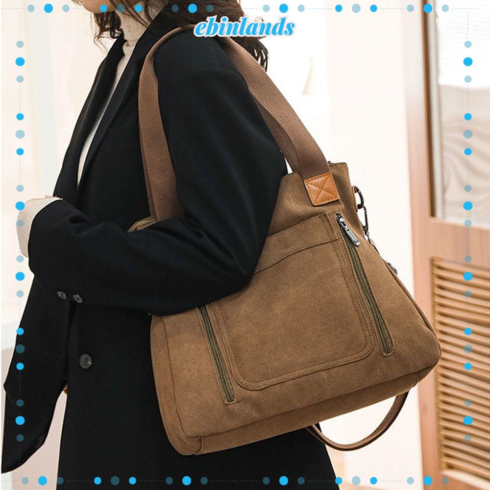 EBINLANDS Túi Xách Canvas Cỡ Lớn Thời Trang Cho Nữ