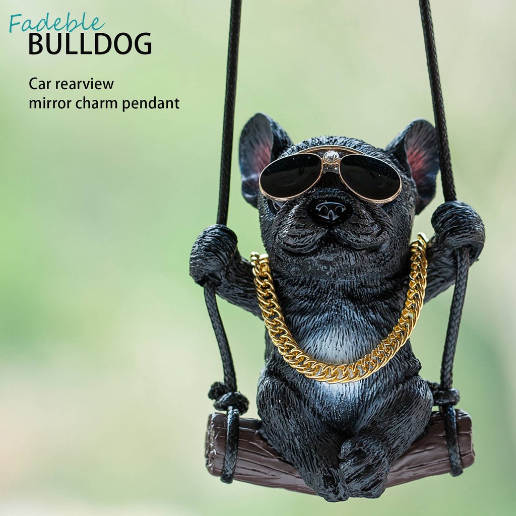 Phụ Kiện Treo Trang Trí Gương Chiếu Hậu Xe Hơi Hình Chú Chó Bull Bằng Nhựa Resin