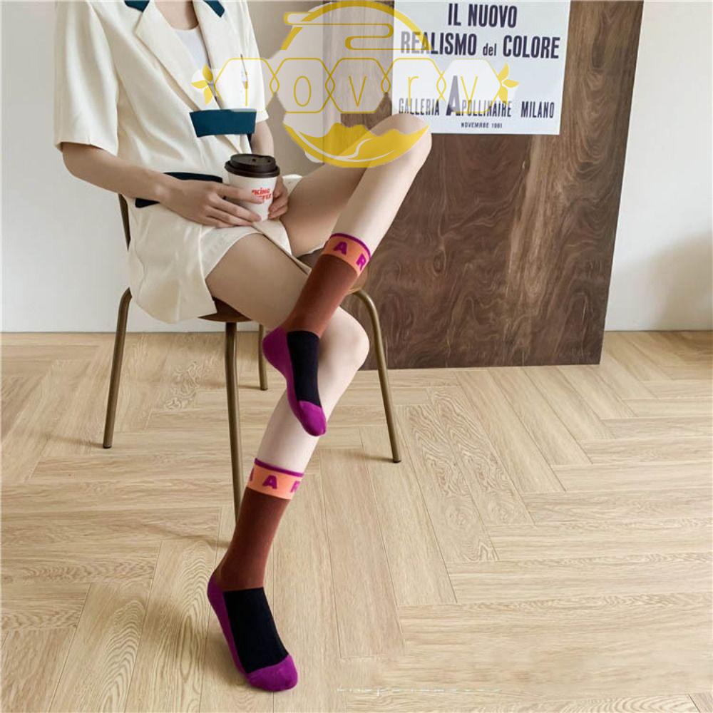 IVORY Vớ Len Mềm Giữ Ấm Màu Tương Phản Thời Trang Harajuku Cho Nữ