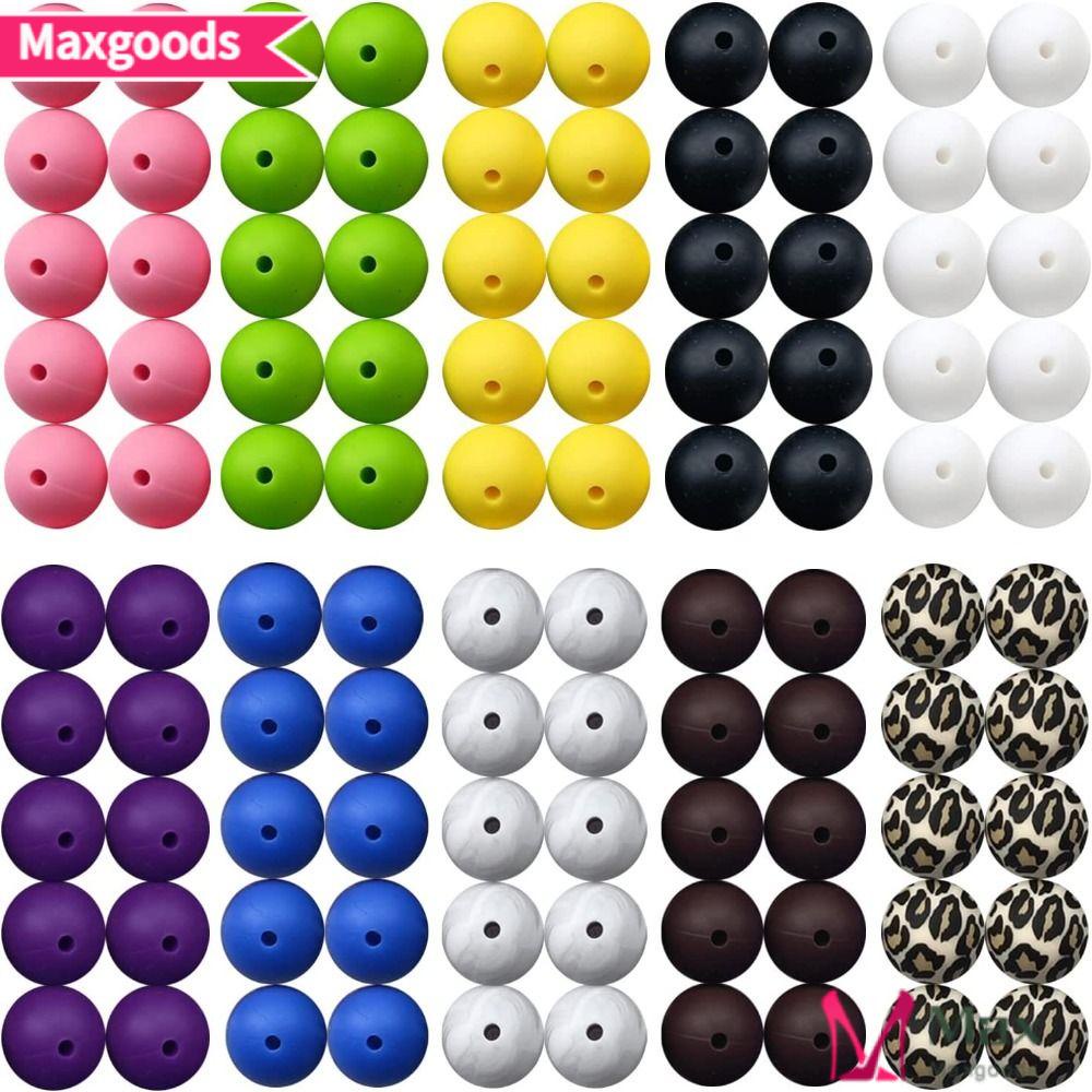 MAXG Bộ 100 Hạt Xâu Chuỗi Bằng Silicone 15mm / 0.59 &quot;Nhiều Màu