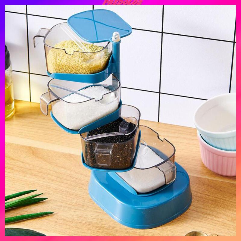 Hộp Đựng Gia Vị Trong Suốt Có Thể Xoay Chiều Dọc Tiện Dụng Cho Nhà Bếp