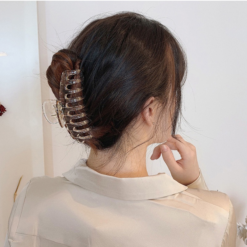 Kẹp Tóc Càng Cua Lớn Màu Thạch Phong Cách Retro Pháp Thanh Lịch Cho Nữ