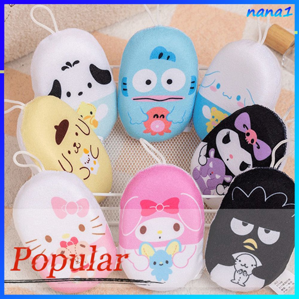 Sanrio Bông Tắm Bằng Xơ Mướp Mềm Mại Hình Kuromi Melody Cinnamoroll Dễ Thương Cho Bé Gái