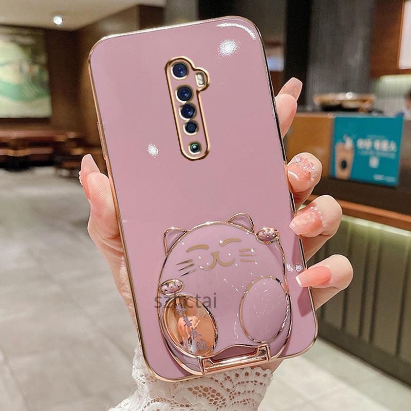 Ốp lưng oppo reno2 f reno 2 reno Ốp Điện Thoại Silicon Mềm Hình Mèo May Mắn 3d Có Giá Đỡ Cho oppo reno2 f reno 2 reno