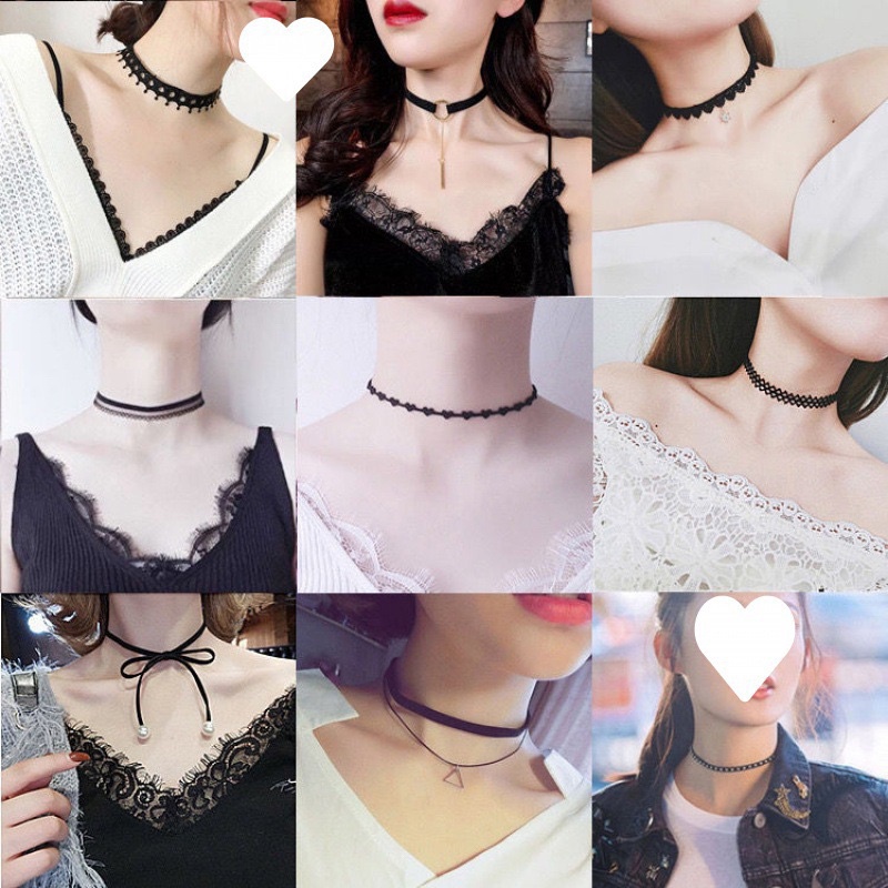 Set 3 Vòng Cổ Choker Dây Nhung Đen Phong Cách Hàn Quốc TeenGirl MyBaby