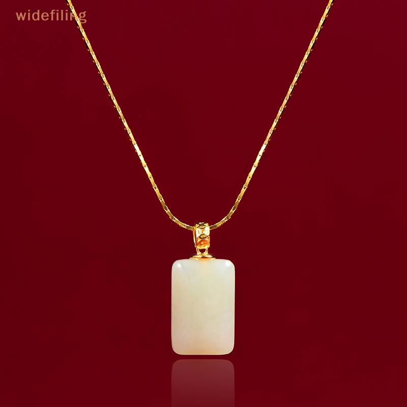 Vòng cổ Mặt Vuông Đính Đá Ngọc Bích Phong Cách Hetian Vintage Thời Trang Cho Nữ