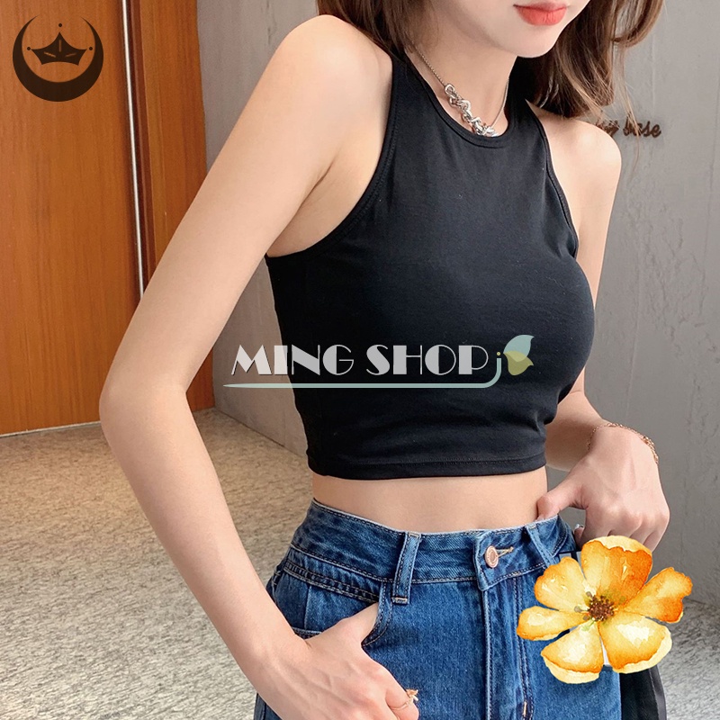 Áo Thể Thao Không Tay Cổ Tròn Màu Sắc Đơn Giản Cho Nữ