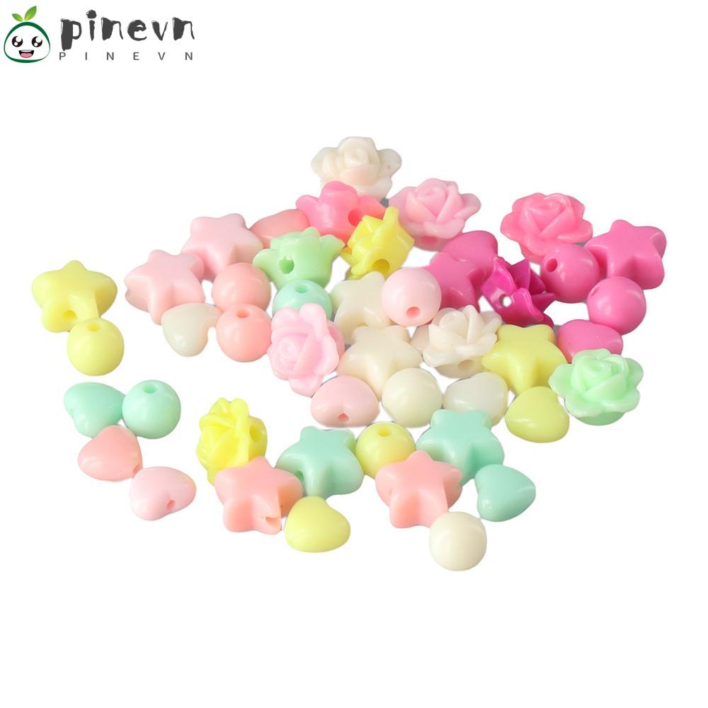 PINEVN Bộ 732 Hạt Xỏ Lỗ Hình Trái Tim Nhiều Màu Sắc Bằng Acrylic Dễ Thương Dùng Để Làm Vòng cổ