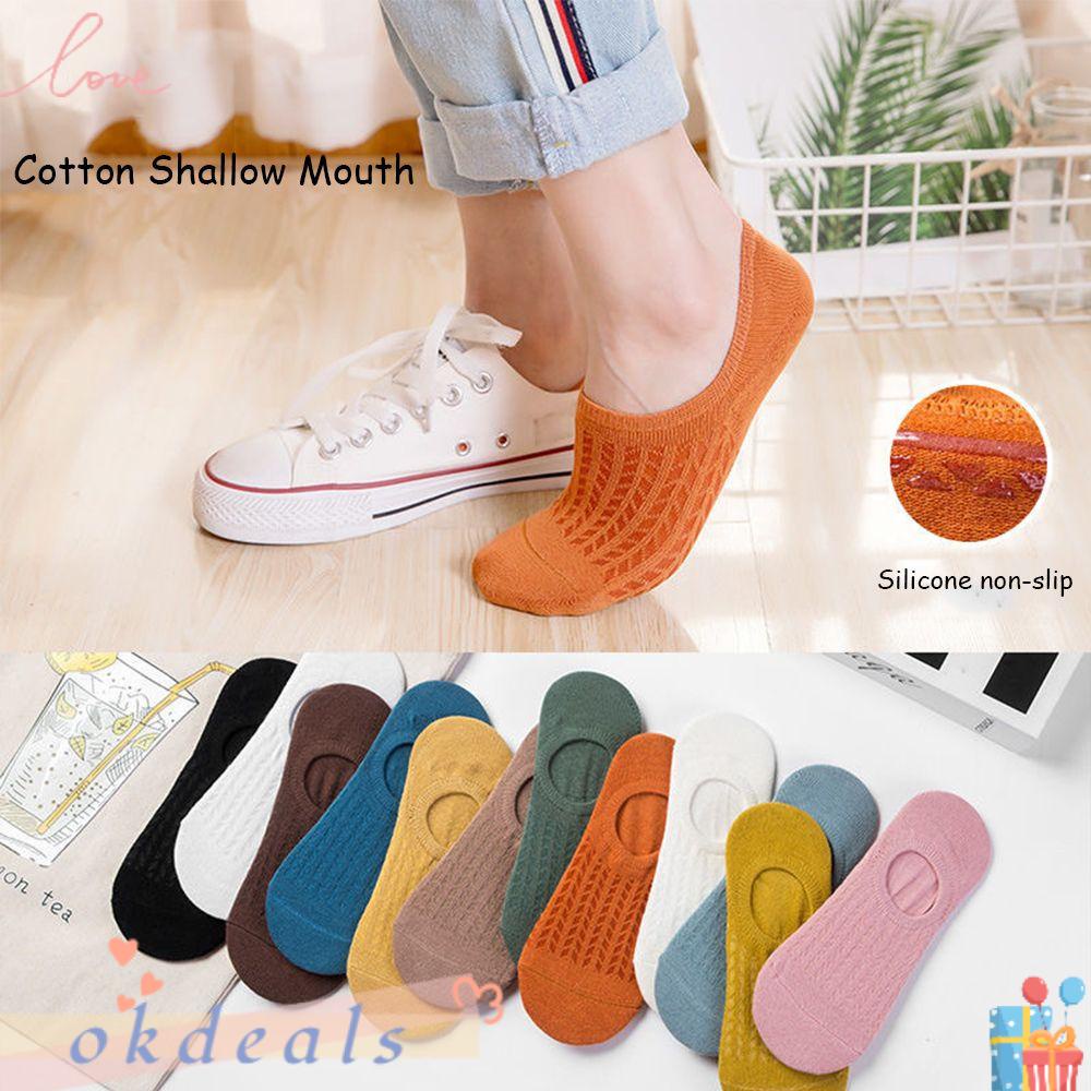 OKDEALS Set 10 Đôi Vớ Thuyền Bằng Silicone Chống Trượt Nhiều Màu Sắc Thời Trang